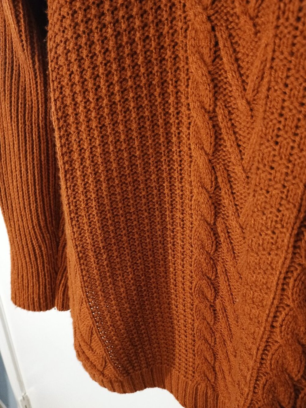Joseph A Burnt Orange Cable Knit Sweater Women’s Large L Acrylic Crew Neck Pullo - Picture 5 of 7